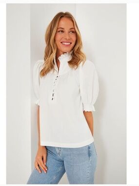 POMANDER PLACE White Selena Blouse Size M NWT Retail $108 Tuckernuck